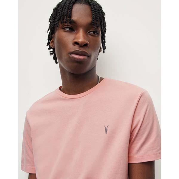 Allsaints Australia Mens Brace Brushed Cotton Crew T-Shirt Pink AU03-760